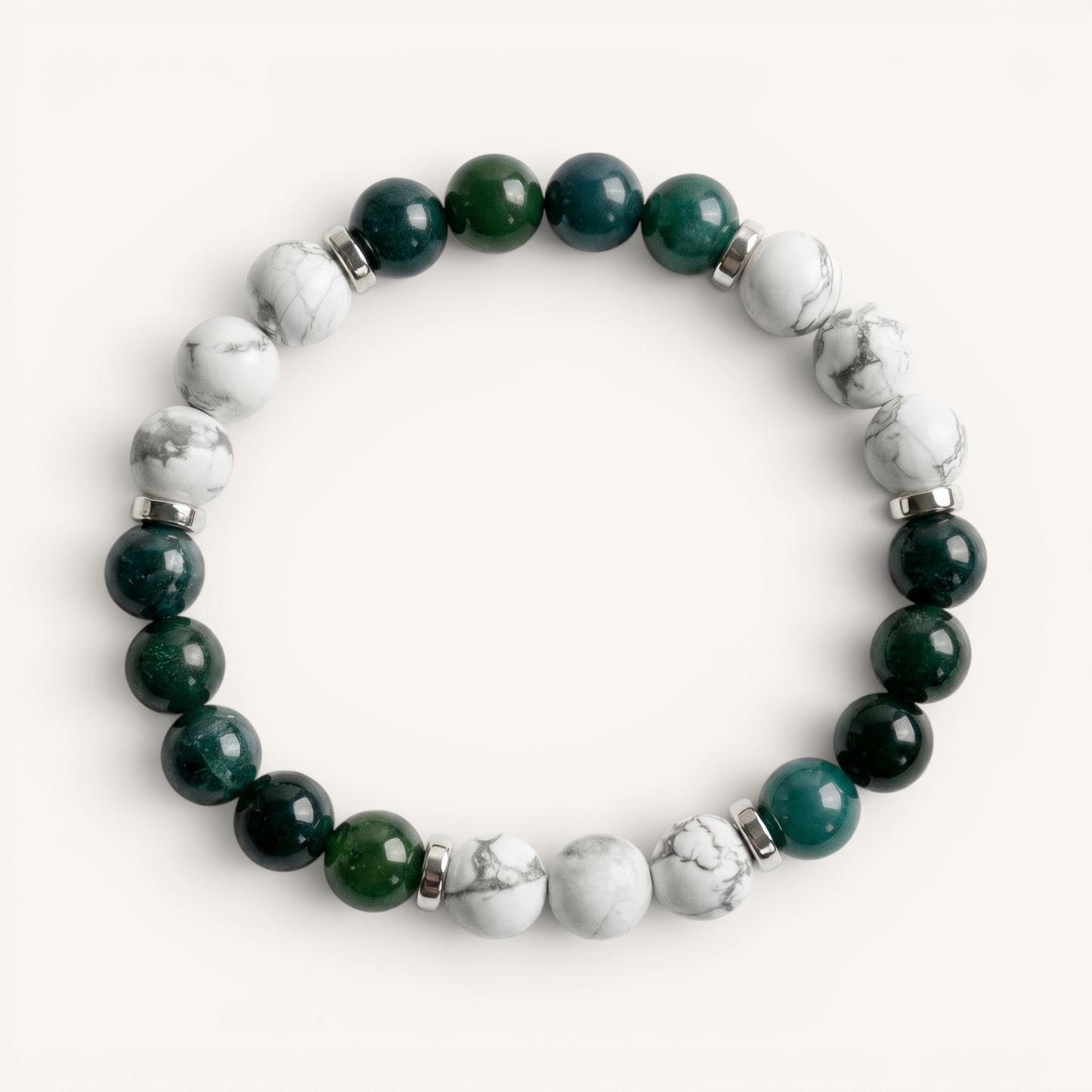 Moss Agate & Howlite 'Centered Peace' Bracelet