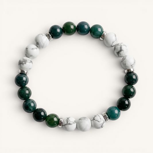 Moss Agate & Howlite 'Centered Peace' Bracelet
