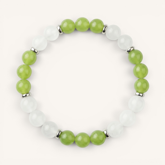 White Jade & Green Chalcedony 'Soft Balance' Bracelet