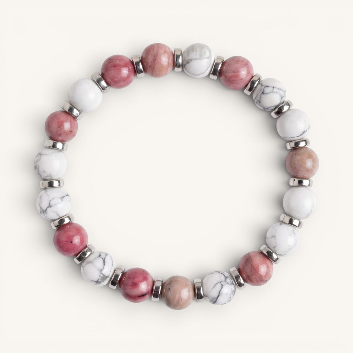 Howlite & Rhodonite 'Calming Heart' Bracelet