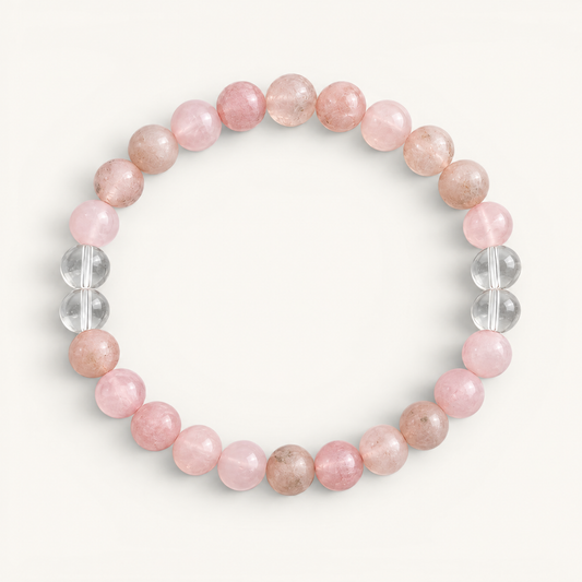 Clear Quartz & Rose Quartz 'Heartfelt Clarity' Bracelet