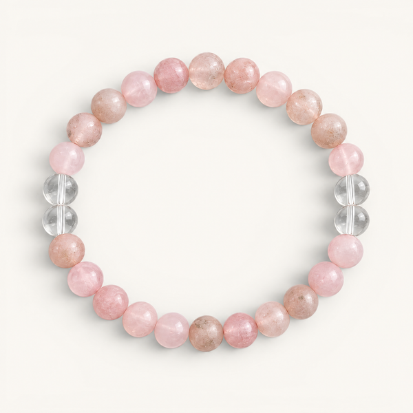 Clear Quartz & Rose Quartz 'Heartfelt Clarity' Bracelet