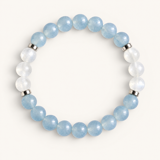 Blue Chalcedony & Selenite 'Tranquil Light' Bracelet