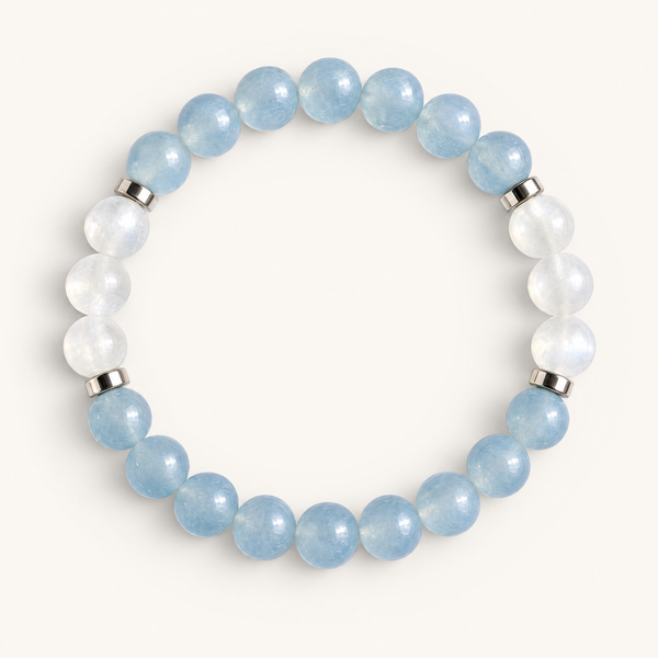 Blue Chalcedony & Selenite 'Tranquil Light' Bracelet
