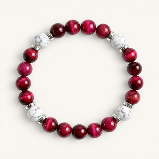 Pink Tiger's Eye & Howlite 'Cheerful Spirit' Bracelet