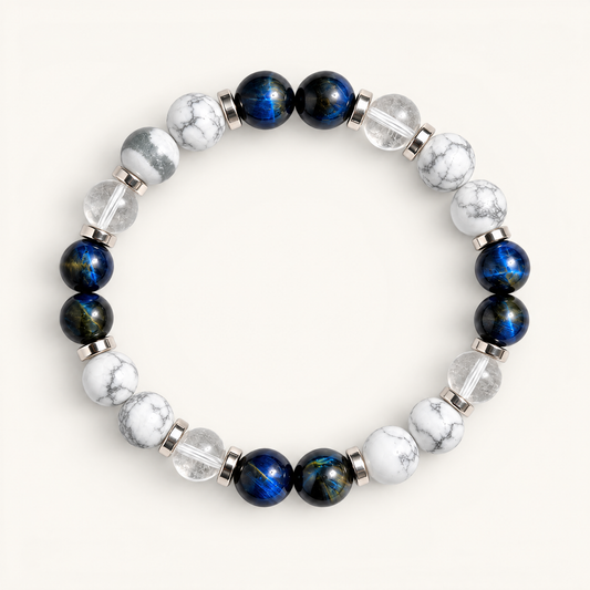 Blue Tiger's Eye & Clear Quartz 'Stillness' Bracelet