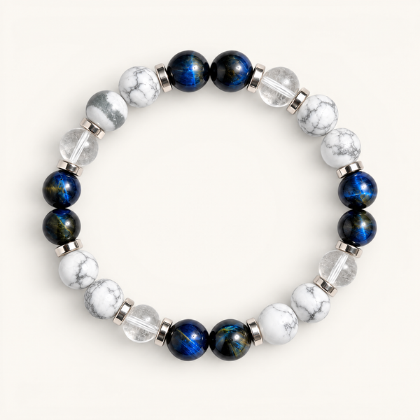 Blue Tiger's Eye & Clear Quartz 'Stillness' Bracelet