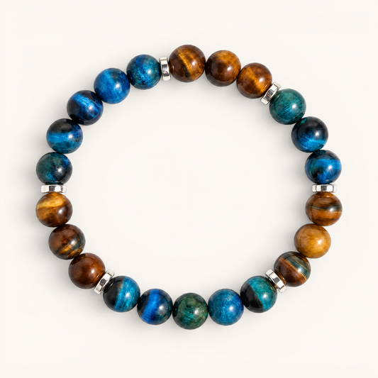 Royal Blue Tiger's Eye & Tiger's Eye 'Purpose' Bracelet