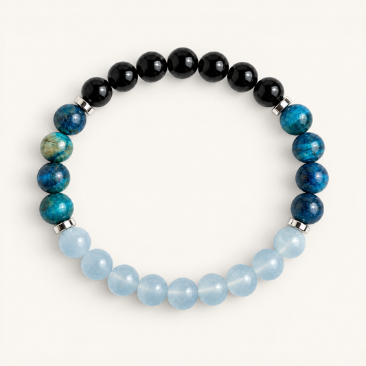 Blue Chalcedony & Obsidian 'Unshaken' Bracelet