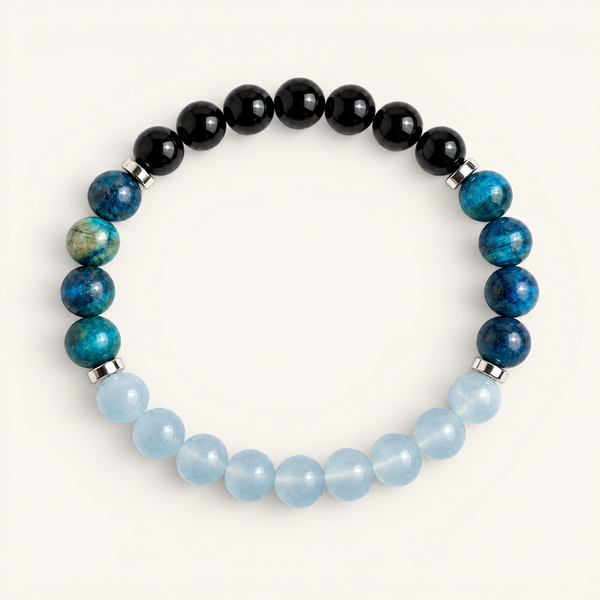 Blue Chalcedony & Obsidian 'Unshaken' Bracelet