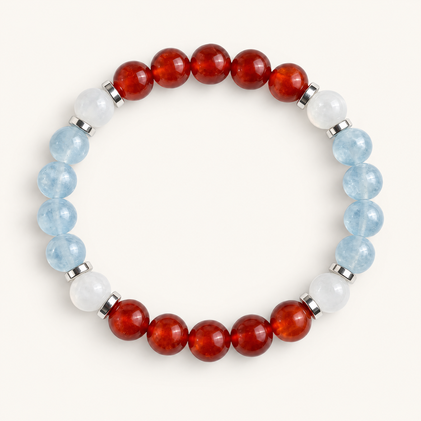 Red Agate & White Jade 'Confident Calm' Bracelet