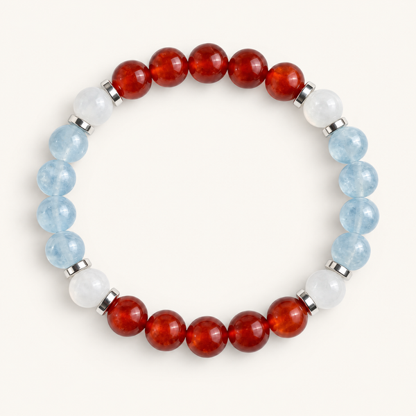 Red Agate & White Jade 'Confident Calm' Bracelet