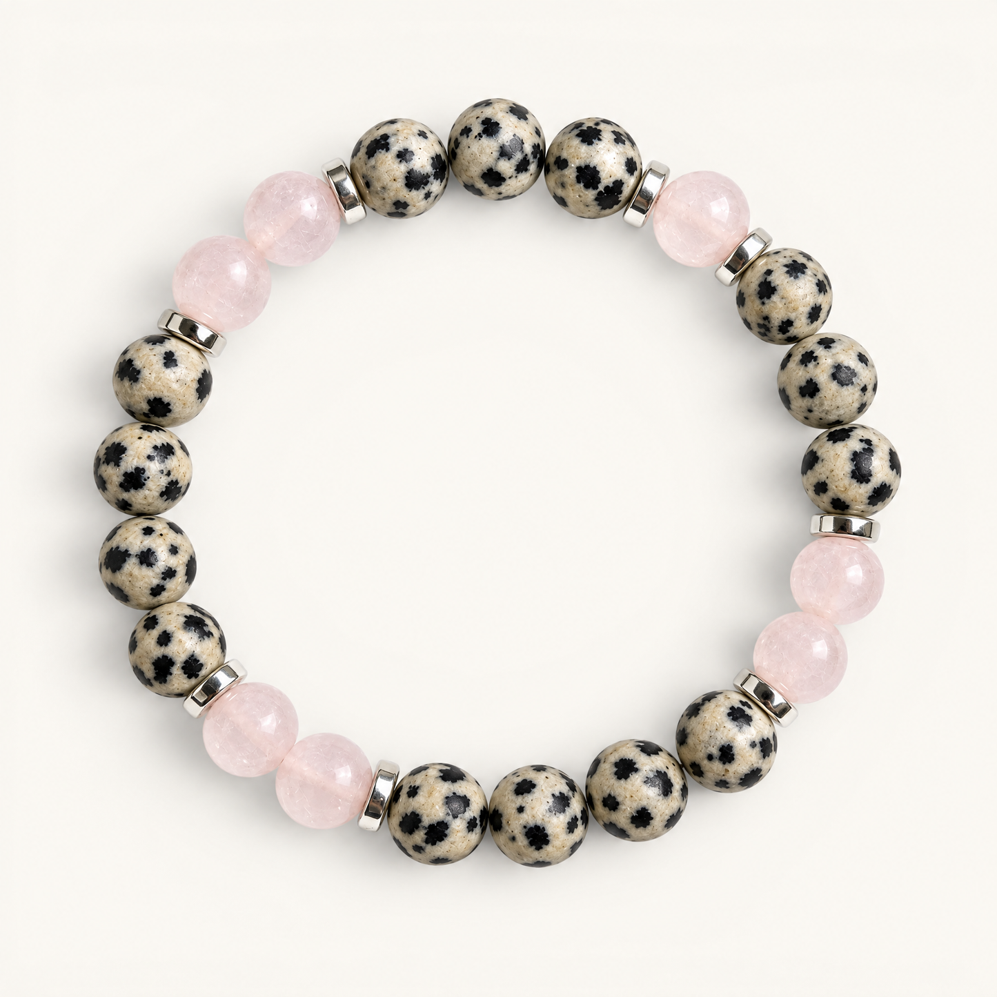 Dalmatian Jasper & Rose Quartz 'Playful Calm' Bracelet
