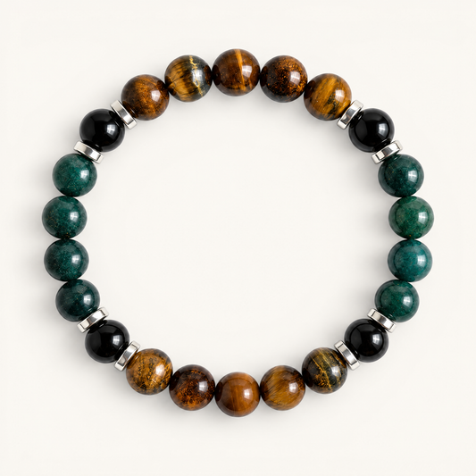 Tiger's Eye & Moss Agate 'Rooted Power' Bracelet