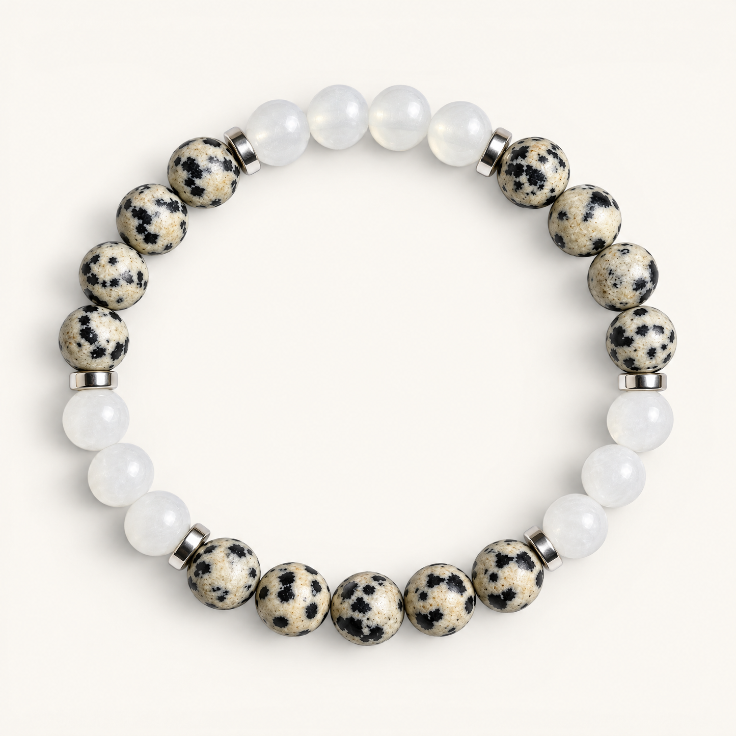 Dalmatian Jasper & White Jade 'Balanced Ease' Bracelet