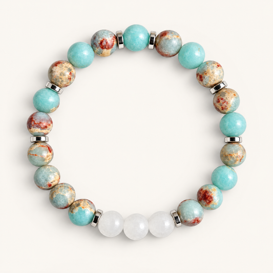 Aqua Terra Jasper & White Jade 'Composure' Bracelet