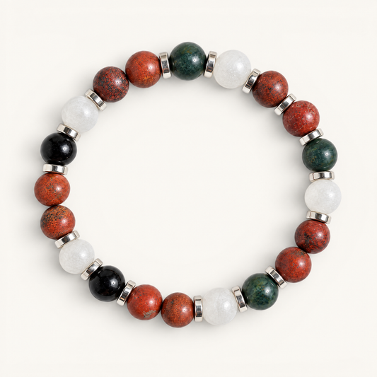 Moss Agate & Red Jasper 'Festive Balance' Bracelet