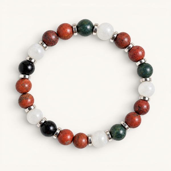 Moss Agate & Red Jasper 'Festive Balance' Bracelet