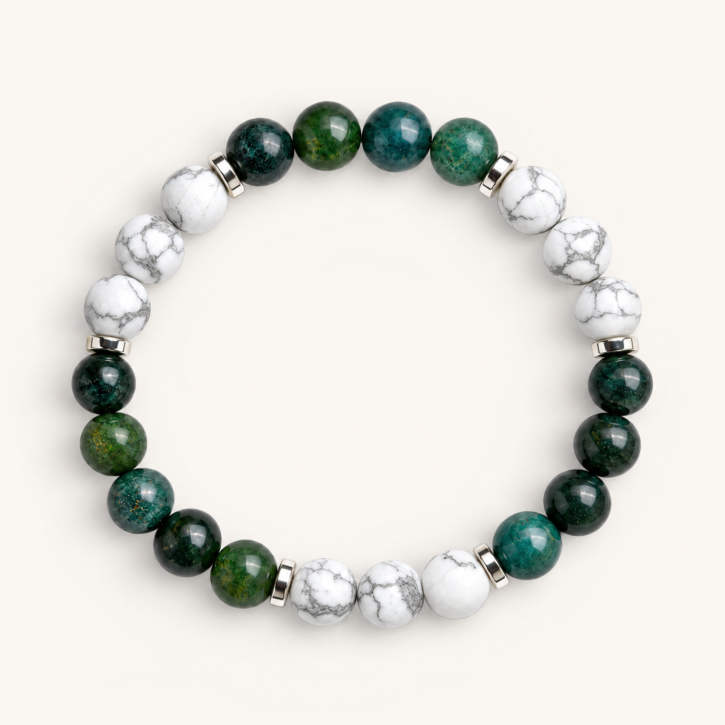 Moss Agate & Howlite 'Centered Peace' Bracelet