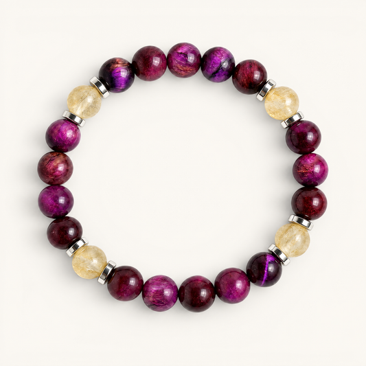 Purple Tiger's Eye & Citrine 'Focused Power' Bracelet