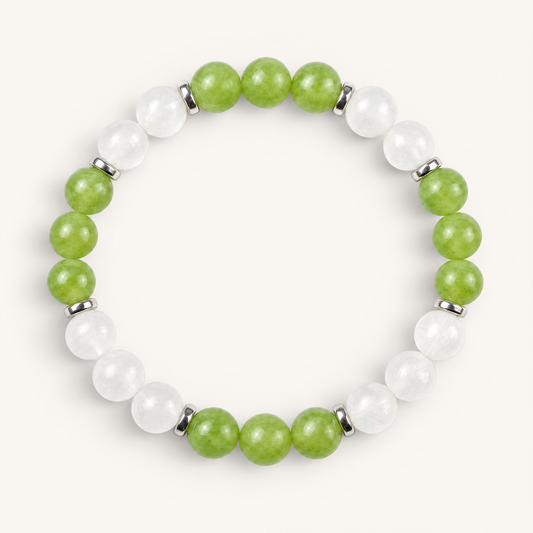 White Jade & Green Chalcedony 'Soft Balance' Bracelet