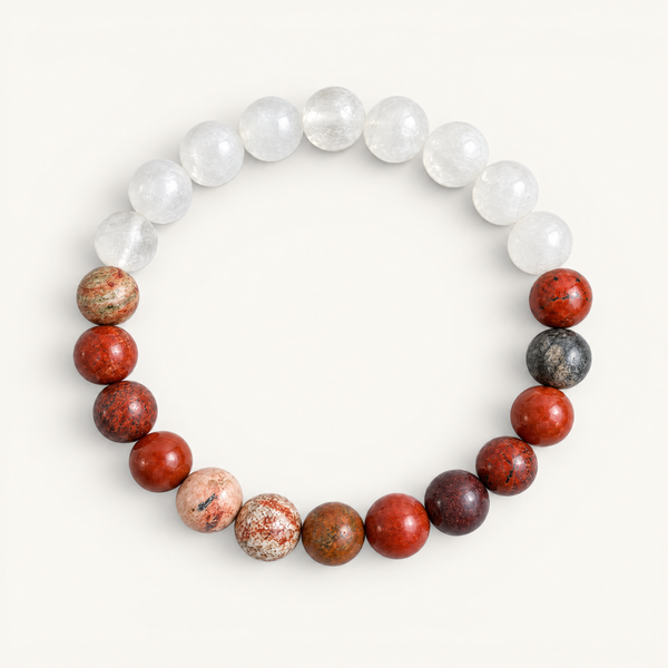 Red Jasper & White Jade 'Gentle Power' Bracelet