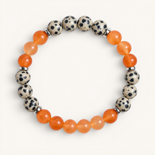 Dalmatian Jasper & Orange Chalcedony 'Playful Focus' Bracelet