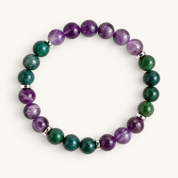Moss Agate & Amethyst 'Steady Calm' Bracelet
