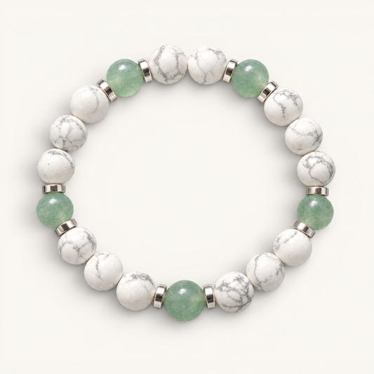 Howlite & Green Aventurine 'Easy Balance' Bracelet