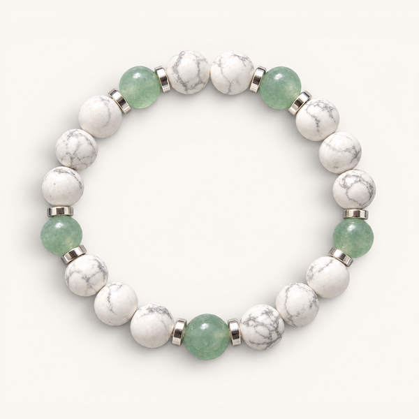 Howlite & Green Aventurine 'Easy Balance' Bracelet