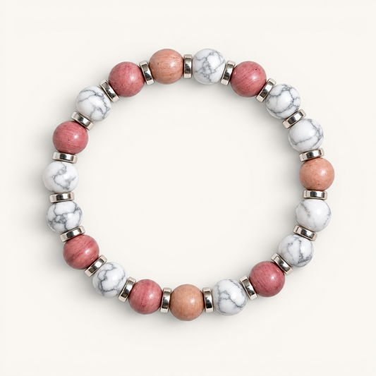 Howlite & Rhodonite 'Calming Heart' Bracelet