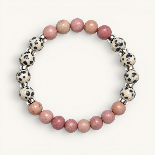 Dalmatian Jasper & Rhodonite 'Cheer' Bracelet