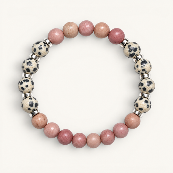 Dalmatian Jasper & Rhodonite 'Cheer' Bracelet
