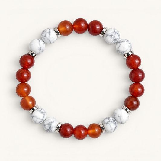 Howlite & Red Agate 'Settled Strength' Bracelet
