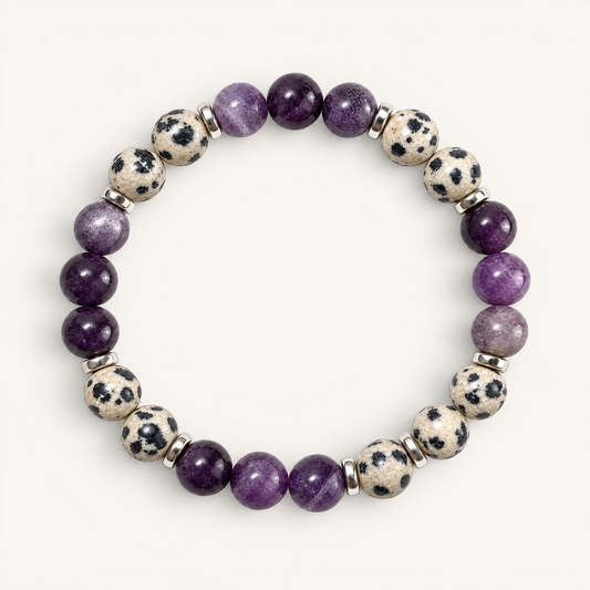Dalmatian Jasper & Amethyst 'Gentle Reset' Bracelet