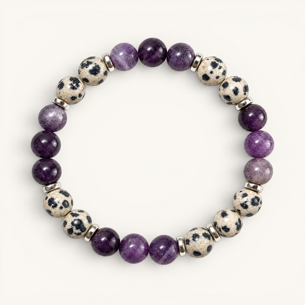 Dalmatian Jasper & Amethyst 'Gentle Reset' Bracelet