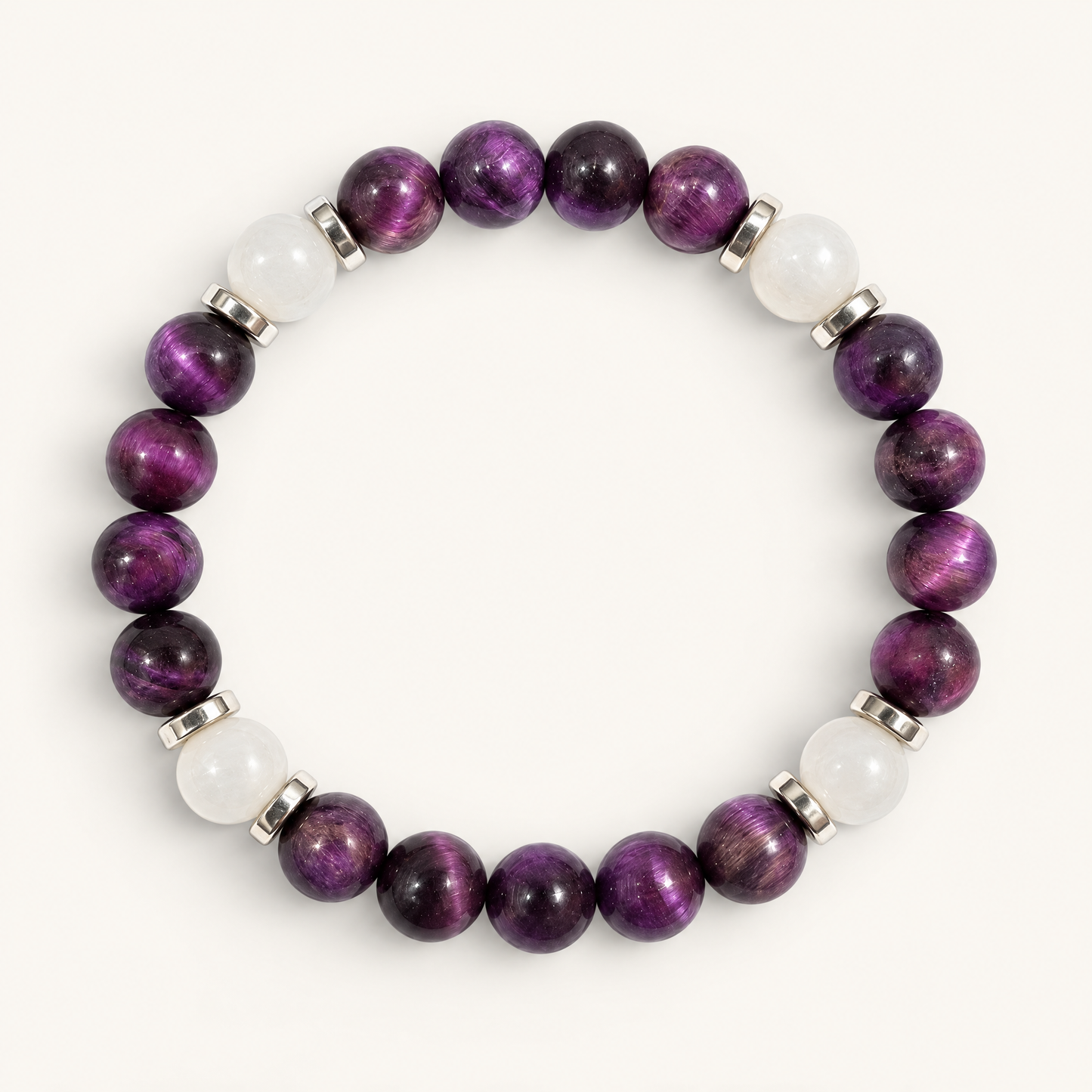 Purple Tiger's Eye & White Jade 'Ascend' Bracelet