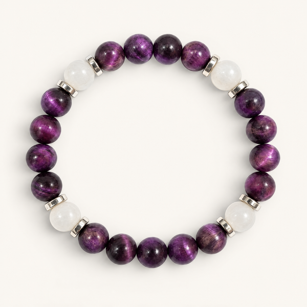 Purple Tiger's Eye & White Jade 'Ascend' Bracelet