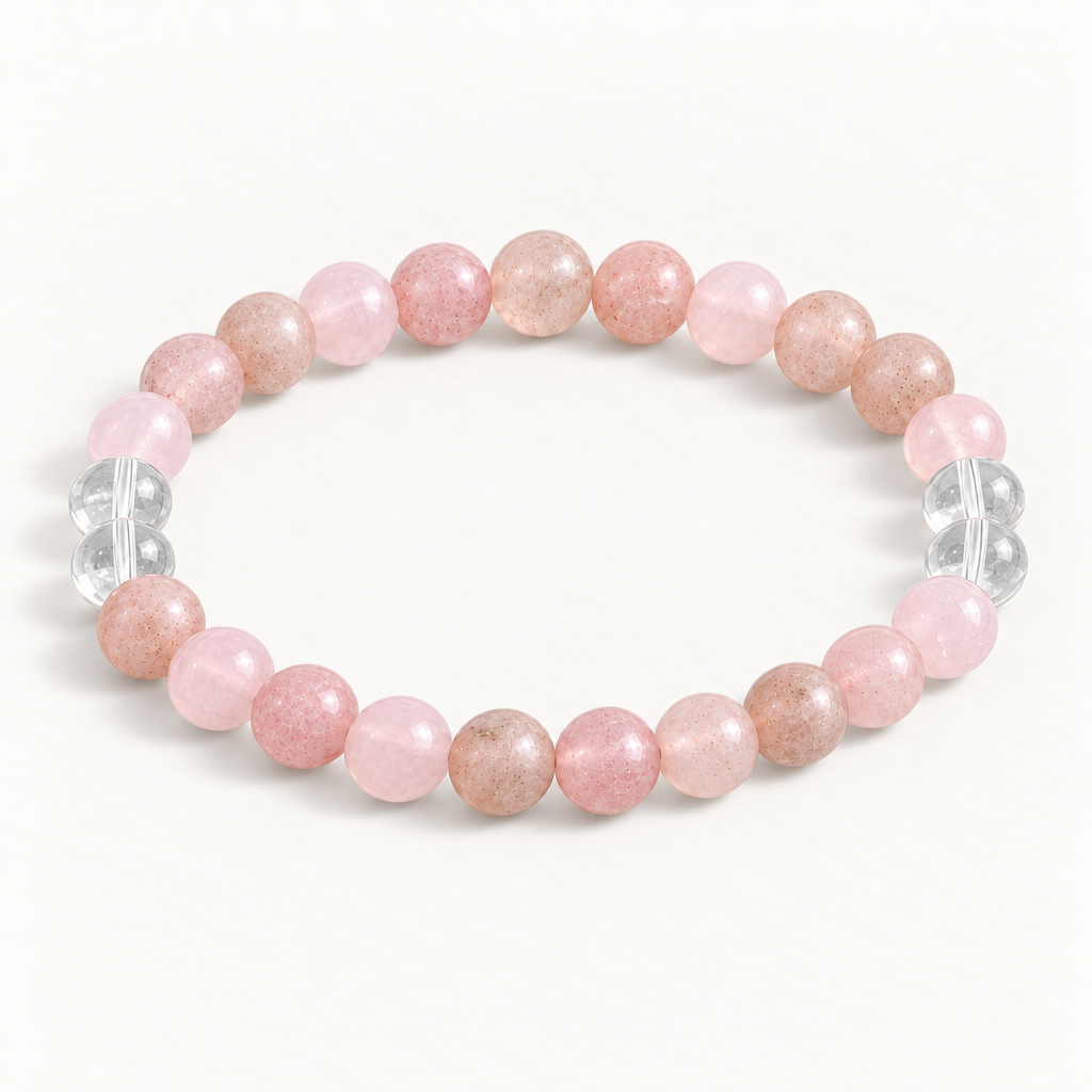 Clear Quartz & Rose Quartz 'Heartfelt Clarity' Bracelet