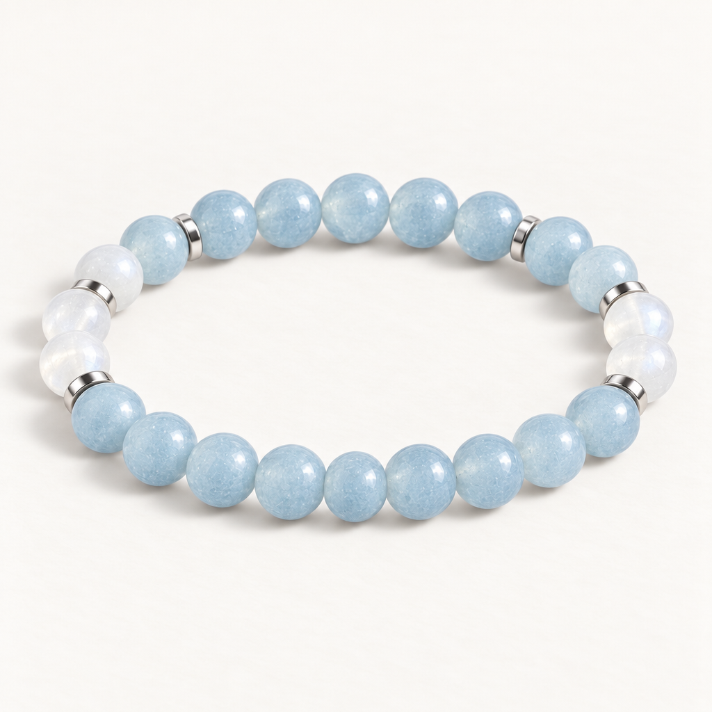 Blue Chalcedony & Selenite 'Tranquil Light' Bracelet