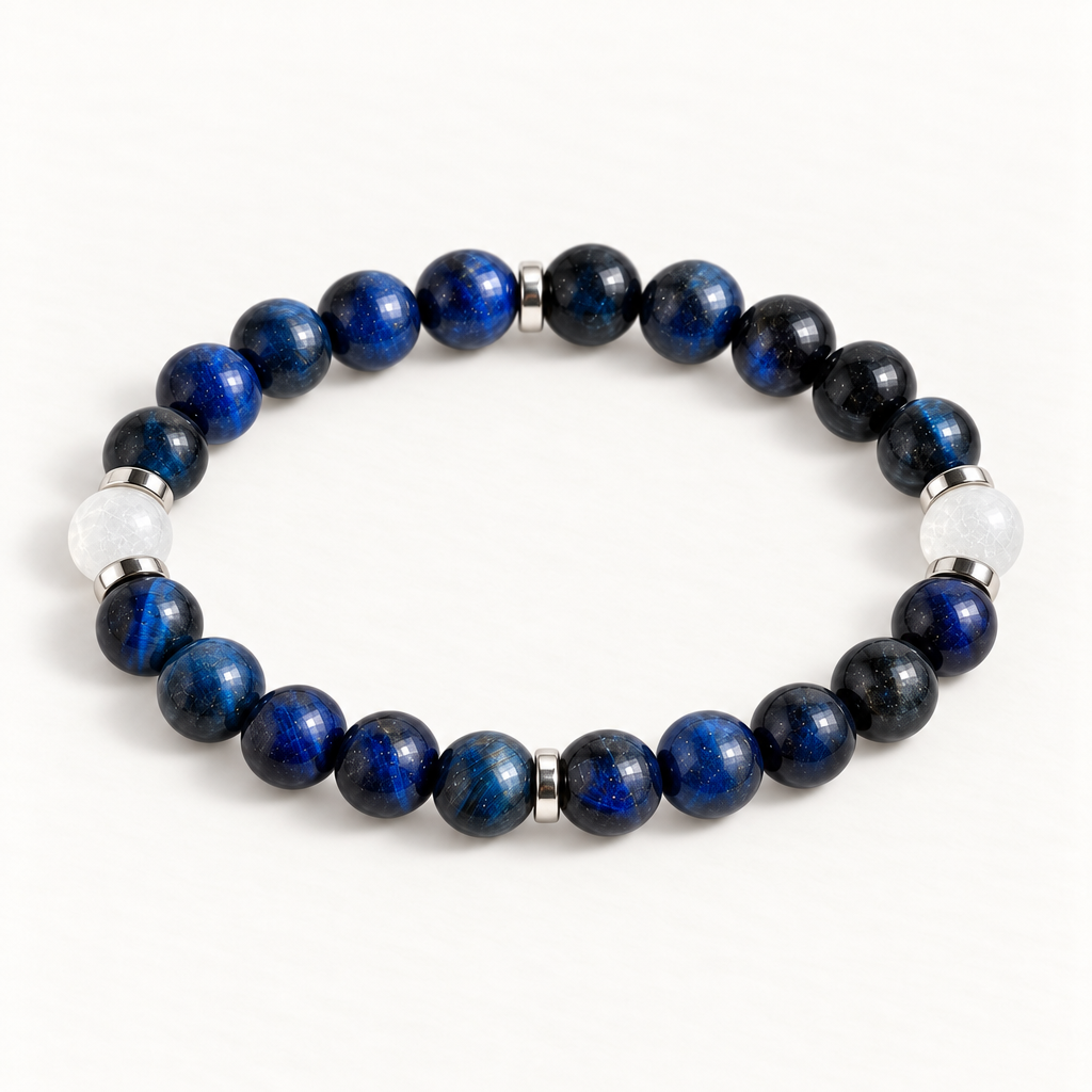 Blue Tiger's Eye & White Jade 'Brilliance' Bracelet
