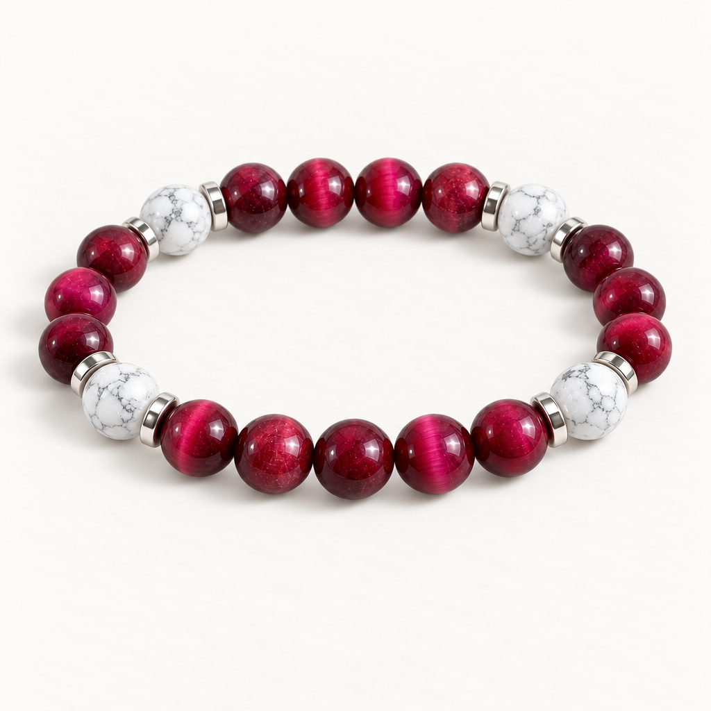 Pink Tiger's Eye & Howlite 'Cheerful Spirit' Bracelet