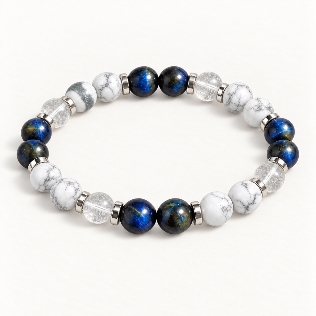 Blue Tiger's Eye & Clear Quartz 'Stillness' Bracelet