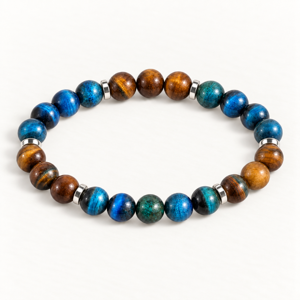 Royal Blue Tiger's Eye & Tiger's Eye 'Purpose' Bracelet