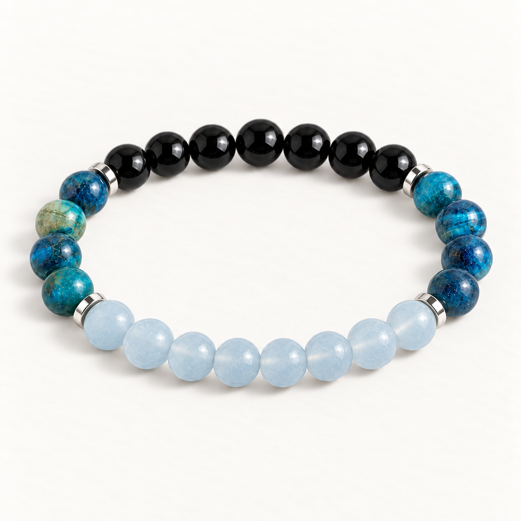 Blue Chalcedony & Obsidian 'Unshaken' Bracelet