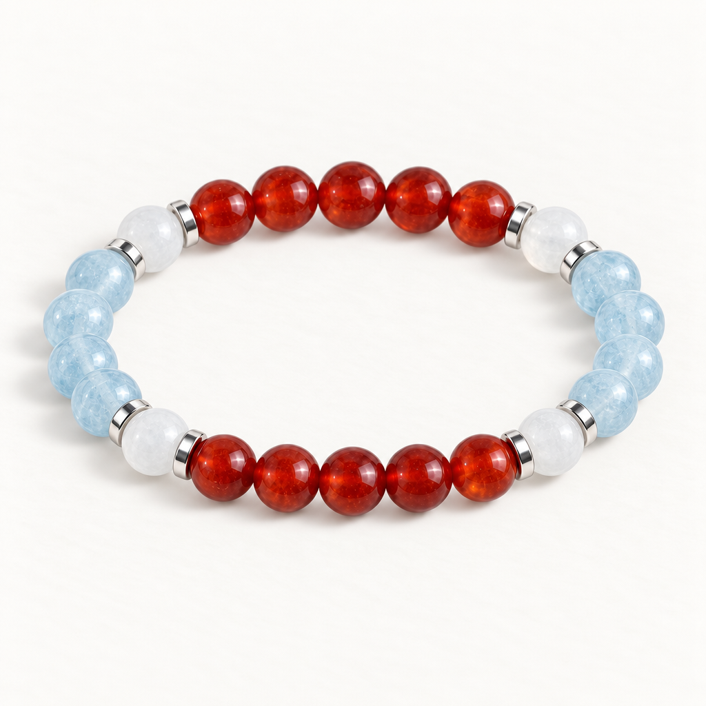 Red Agate & White Jade 'Confident Calm' Bracelet