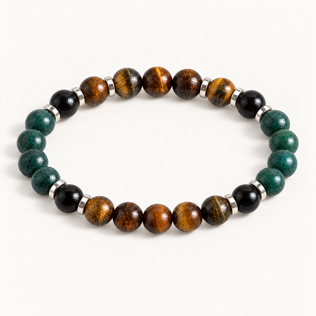 Tiger's Eye & Moss Agate 'Rooted Power' Bracelet