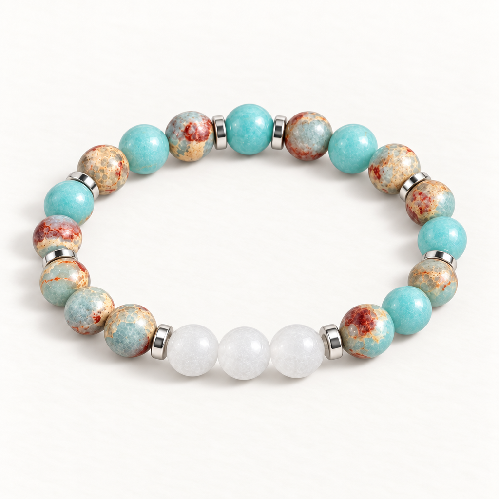 Aqua Terra Jasper & White Jade 'Composure' Bracelet