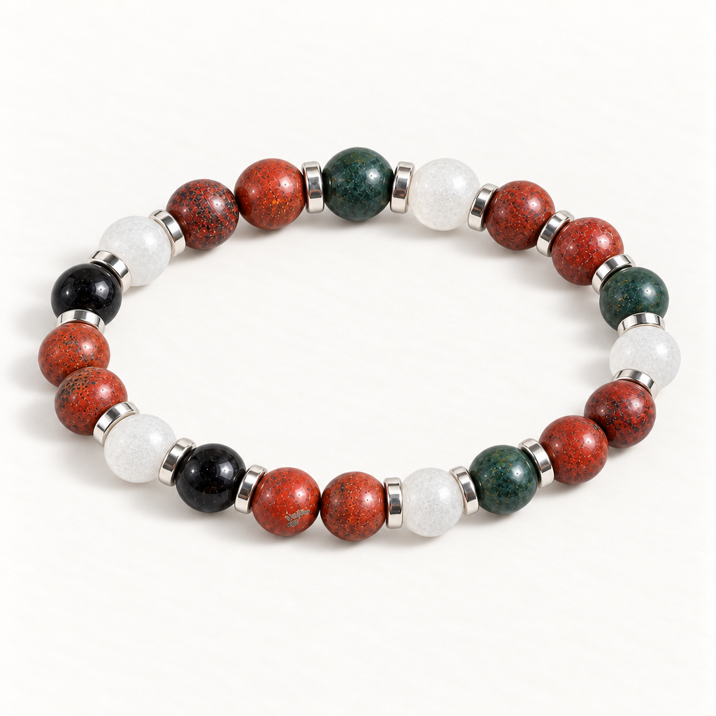 Moss Agate & Red Jasper 'Festive Balance' Bracelet