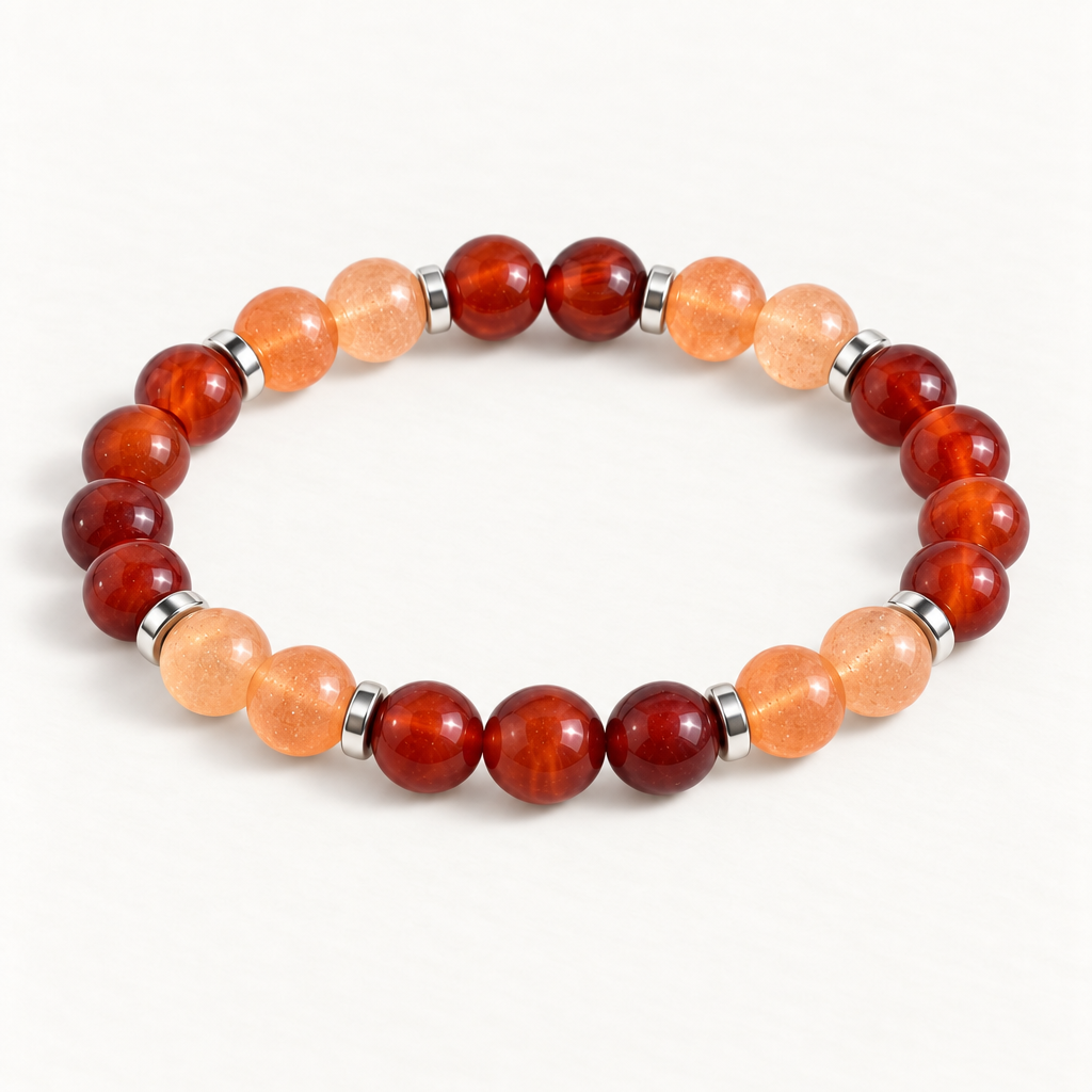 Red Agate & Orange Chalcedony 'Inner Fire' Bracelet